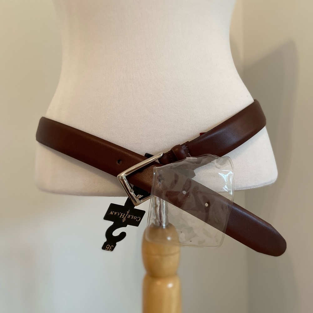 Vintage New Cole Haan maroon brown belt NWT size 36 men or unisex mahogany